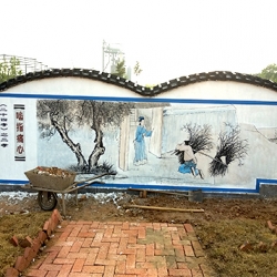 胶州洋河新建墓地围墙二十四孝彩绘